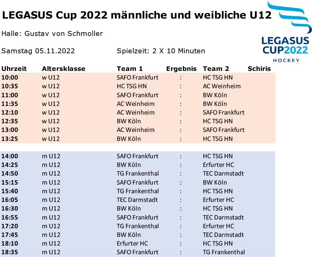 LEGASUS CUP 22 U12 Samstag