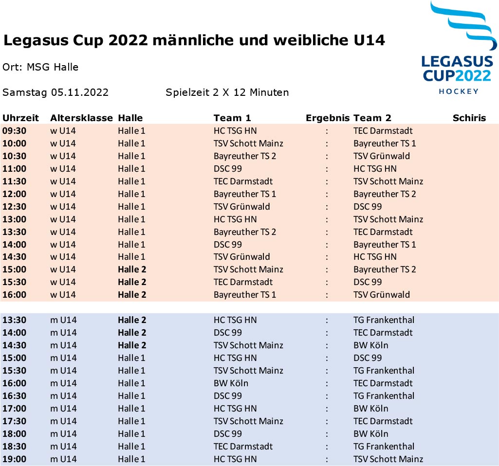 LEGASUS CUP 22 U14 Samstag